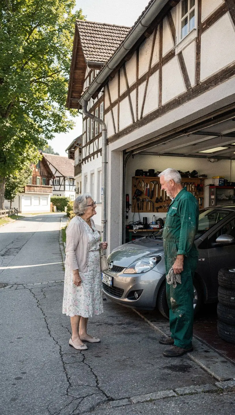 Kundengespräch in zertifizierter Garage über transparente Servicepakete und Fahrzeugpflege.
